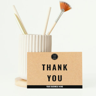 Rustic Kraft Professional Business Logo Typography Thank You Card