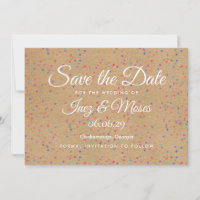 Rustic Kraft Rainbow Confetti Save the Date