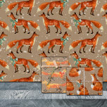 Rustic Kraft Red Fox With Bows And Snowflakes  Wrapping Paper Sheet<br><div class="desc">Rustic Kraft holiday wrapping paper featuring watercolour-painted red foxes dressed for Christmas in bows and holly.</div>