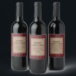 Rustic Kraft Red Plaid Merry Christmas Wine Label<br><div class="desc">Rustic Kraft Red Buffalo Plaid Merry Christmas Wine Label</div>