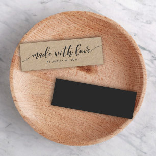 Rustic Kraft Relax Script Made With Love Mini Business Card