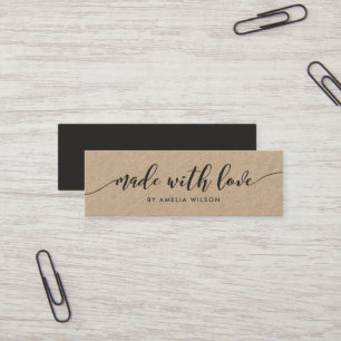 Rustic Kraft Relax Script Made With Love Mini Business Card