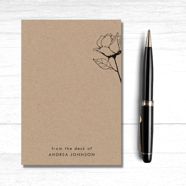 Rustic Kraft Rose Flower From the Desk Of Name Post-it Notes (Creator Uploaded)