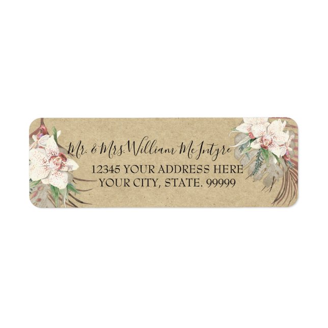 Rustic Kraft Sage Floral Tropical Foliage Wedding (Front)