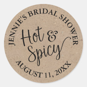 Rustic Kraft Script Bridal Shower Salsa Jar Classic Round Sticker