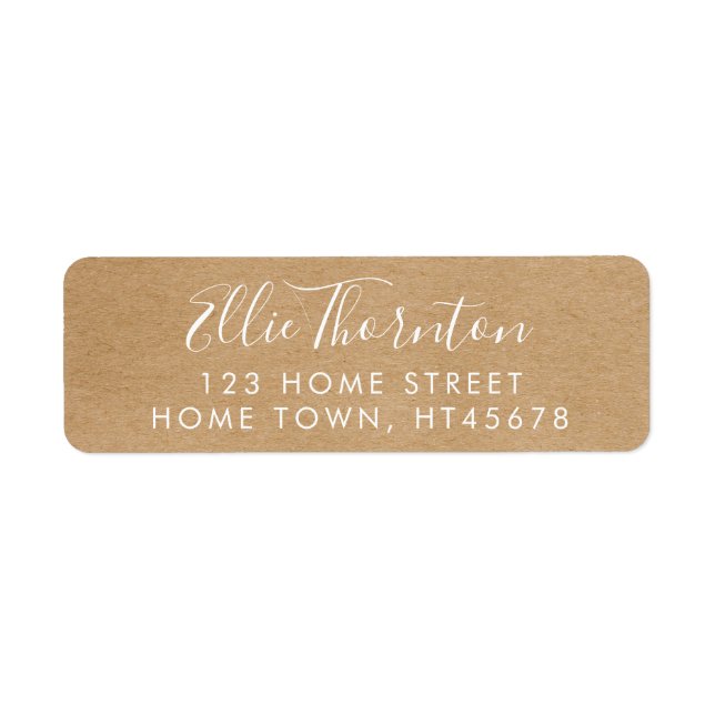 Rustic Kraft Script Name Return Address (Front)