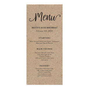 Rustic Kraft Script Tall Menu Card