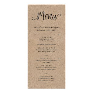 Rustic Kraft Script Tall Menu Card