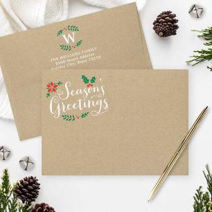 Rustic Kraft Season's Greetings Holiday Mailing Envelopes
