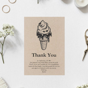 Rustic Kraft She's Been Scooped Up Bridal Shower Thank You Card