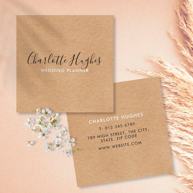 Rustic Kraft Signature Square Business Card (Creator Uploaded)