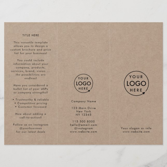 Rustic Kraft Simple Logo Tri-fold Brochure (Front)