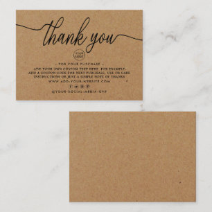 Rustic Kraft Simple Script Business Thank You Enclosure Card