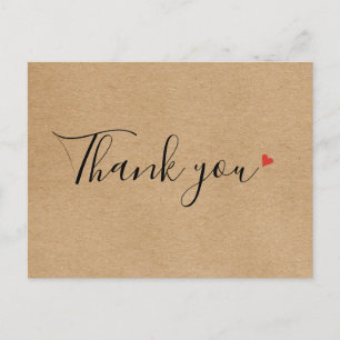 Rustic Kraft Simple Script Business Thank You Postcard