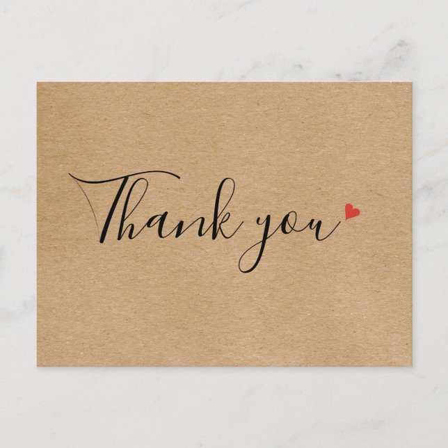 Rustic Kraft Simple Script Business Thank You Postcard (Front)