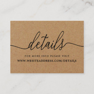 Rustic Kraft Simple Script Details Enclosure Card