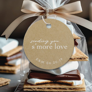 Rustic Kraft S'more Love Wedding Round Favour Tags