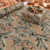 Rustic Kraft Snowy Blue Juniper Branch & Cones