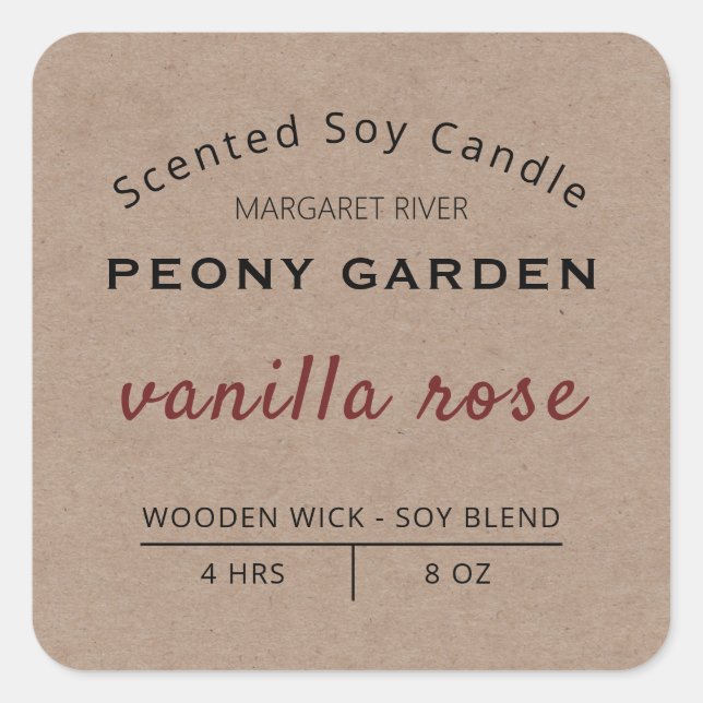 Rustic Kraft Soy Candle Labels (Front)