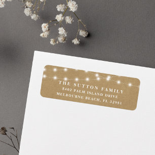 Rustic Kraft String Lights Return Address