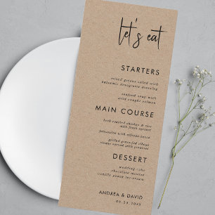 Rustic Kraft Style Let's Eat Script Simple Wedding Menu