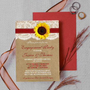Rustic Kraft Sunflower Engagement Party Or Shower Invitation