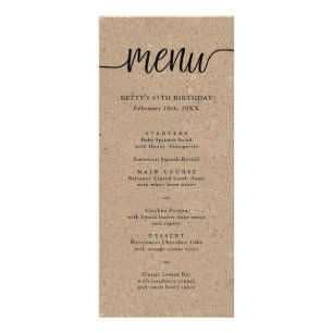 Rustic Kraft Swash Script Tall Menu Card