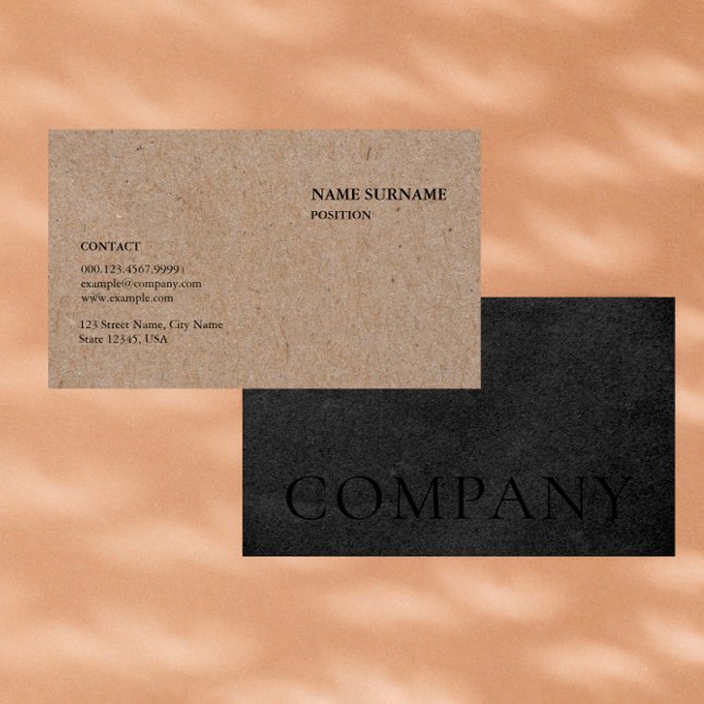 Rustic Kraft-Textured Paper Minimalist Generic  Business Card (Creator Uploaded)