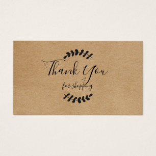 Rustic Kraft Thank You For Shopping Card