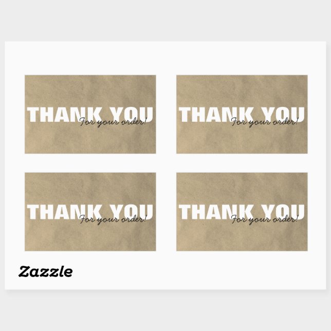 Rustic Kraft Thank you for Your Order  Rectangular Sticker (Sheet)