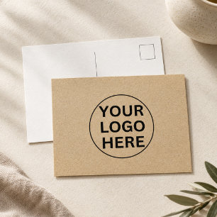 Rustic Kraft Thank You Note Business Logo Postcard