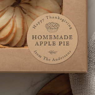 Rustic Kraft Thanksgiving Pie Food Gift Labels