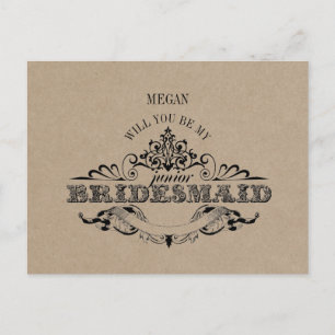 Rustic Kraft Vintage Be My Junior Bridesmaid Card