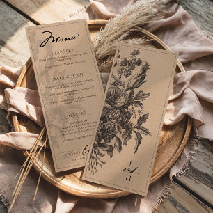 Rustic Kraft Vintage Floral Romantic Wedding Menu