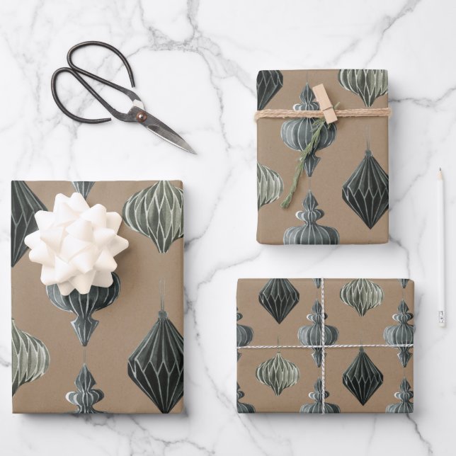 Rustic Kraft Vintage Scandinavian Paper Ornaments  (Front)