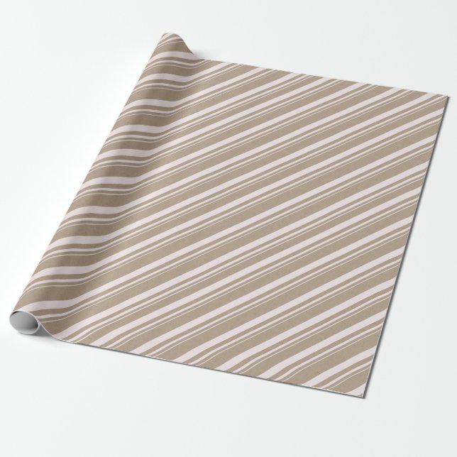 Rustic Kraft Vintage White Stripes Holiday Wrapping Paper (Unrolled)