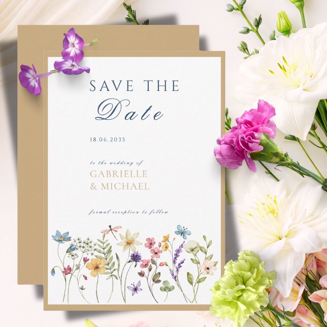 Rustic Kraft Watercolor Floral Save The Date (Creator Uploaded)
