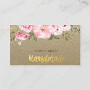 Rustic ,Kraft,Watercolor Flowers Business Card