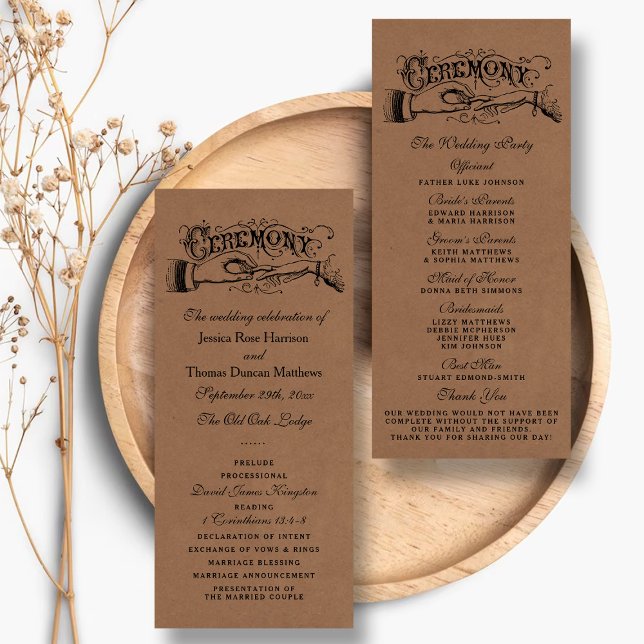 Rustic Kraft Wedding Ceremony Program Templates (Creator Uploaded)