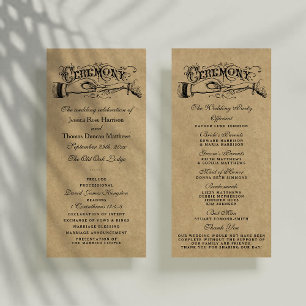 Rustic Kraft Wedding Ceremony Program Templates Rack Card