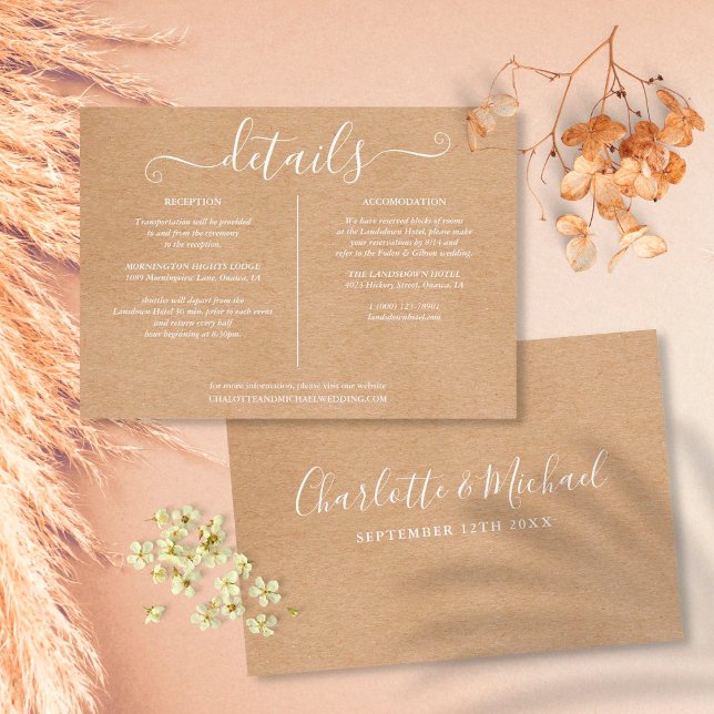 Rustic Kraft Wedding Details Information Invitation (Creator Uploaded)