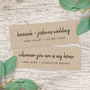 Rustic Kraft   Wedding Favour Bookmark Card