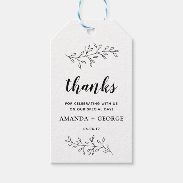 Rustic kraft Wedding Favour Gift Tag thanks (Front)