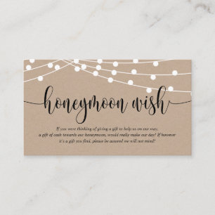 Rustic kraft, Wedding Honeymoon Wish or Fund Enclo Enclosure Card
