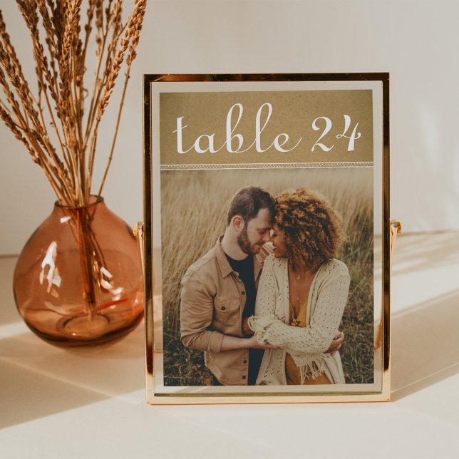 Rustic Kraft Wedding Photo Table Number (Creator Uploaded)