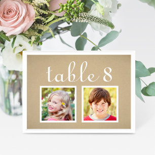 Rustic Kraft Wedding Photo Table Number