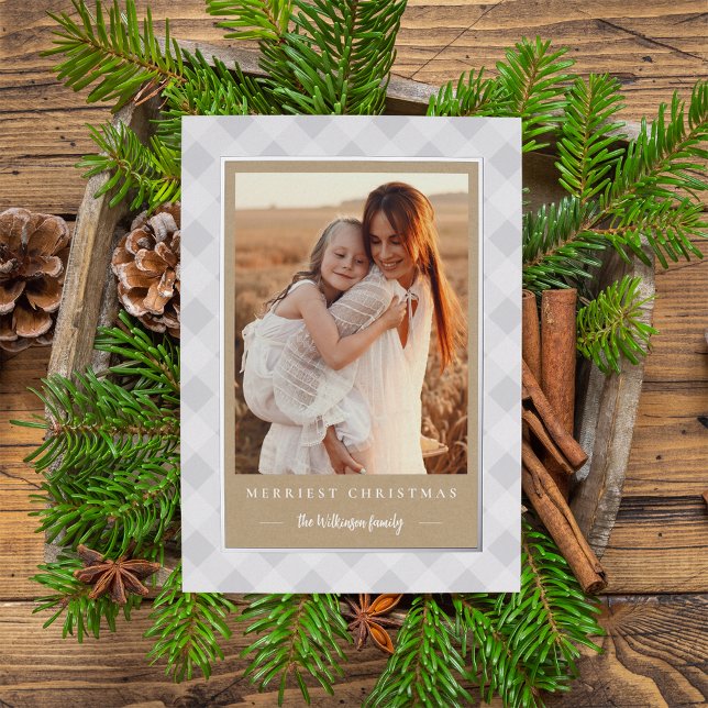 Rustic Kraft Winter Plaid Christmas Photo (Creator Uploaded)