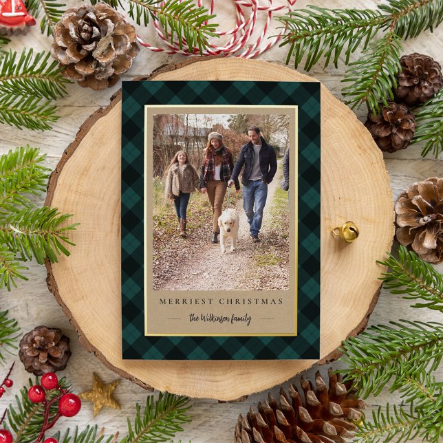 Rustic Kraft Winter Plaid Christmas Photo (Creator Uploaded)
