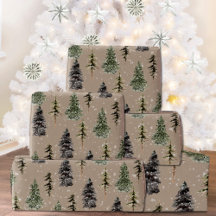 Rustic Kraft Winter Woodland Snowy Spruce Trees