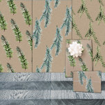 Rustic Kraft Winter Woodland Spruce Tree Branch Wrapping Paper Sheet<br><div class="desc">Winter greenery wrapping paper featuring watercolor-painted winter evergreen tree branch stems in a minimalist repeat pattern. These sheets are rather luxurious and impressive with three different branch types on each sheet.</div>